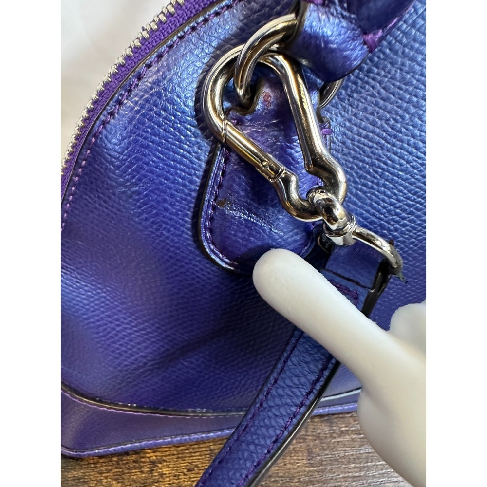 Coach Mini Cora Domed Satchel Crossgrain Leather Metallic Purple Iris Rare HTF - Picture 14 of 16